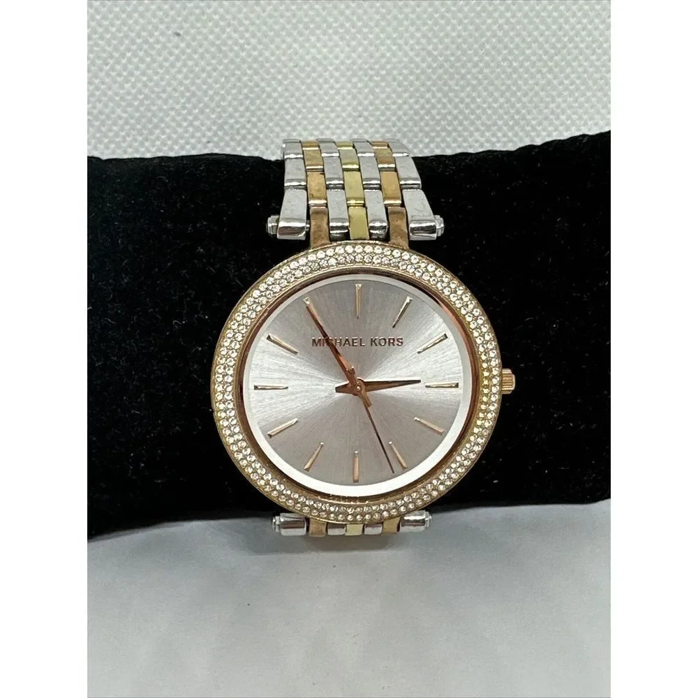 Michael Kors Darci MK3203 Women's Tri-Tone Glitz Analog Dial Quartz Watch NUL27